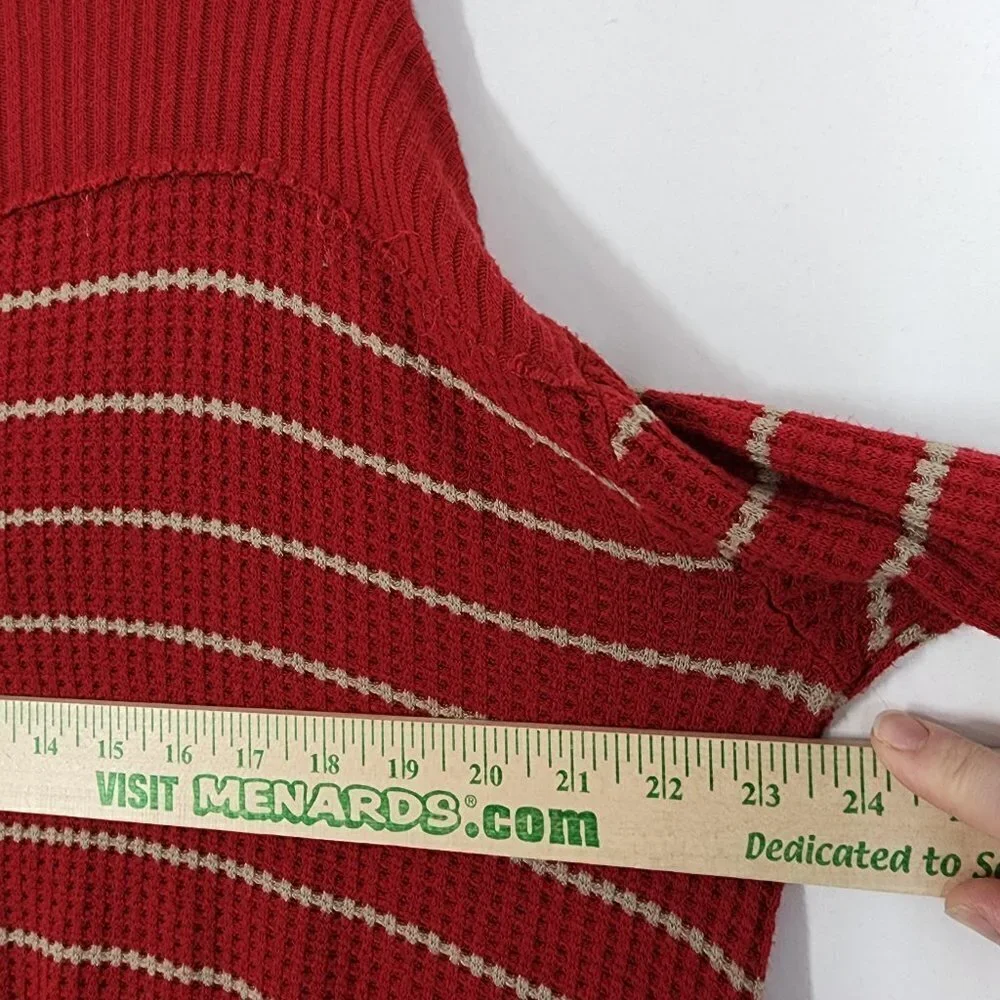 Free People Striped Sunset‎ Park Thermal Tunic Waffle Knit Bohemian sz Medium